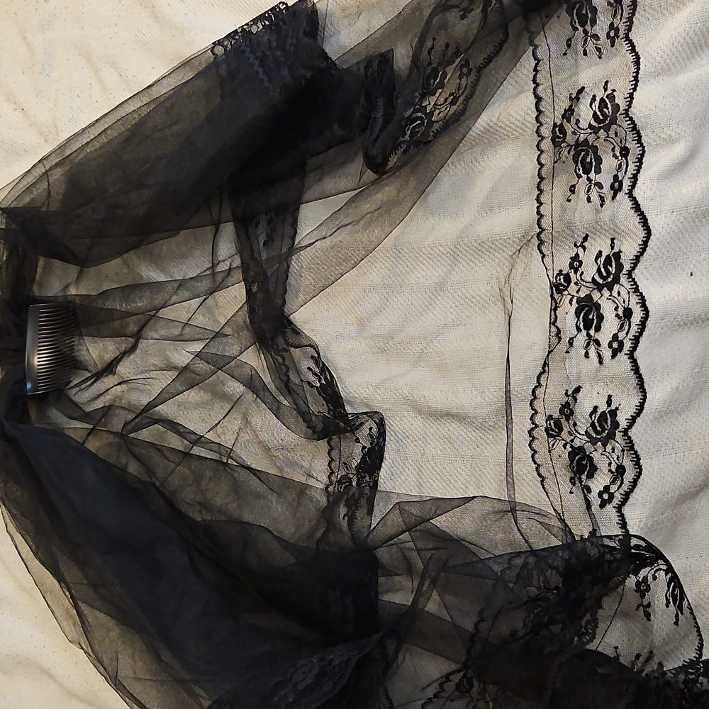 Elegant Black Lace Veil, Spooky Brides
